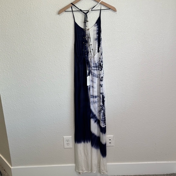 NWT Raviya Dress Tie Dye Maxi Length Vacation Boho Beaded Lightweight Resortwear - Picture 6 of 8